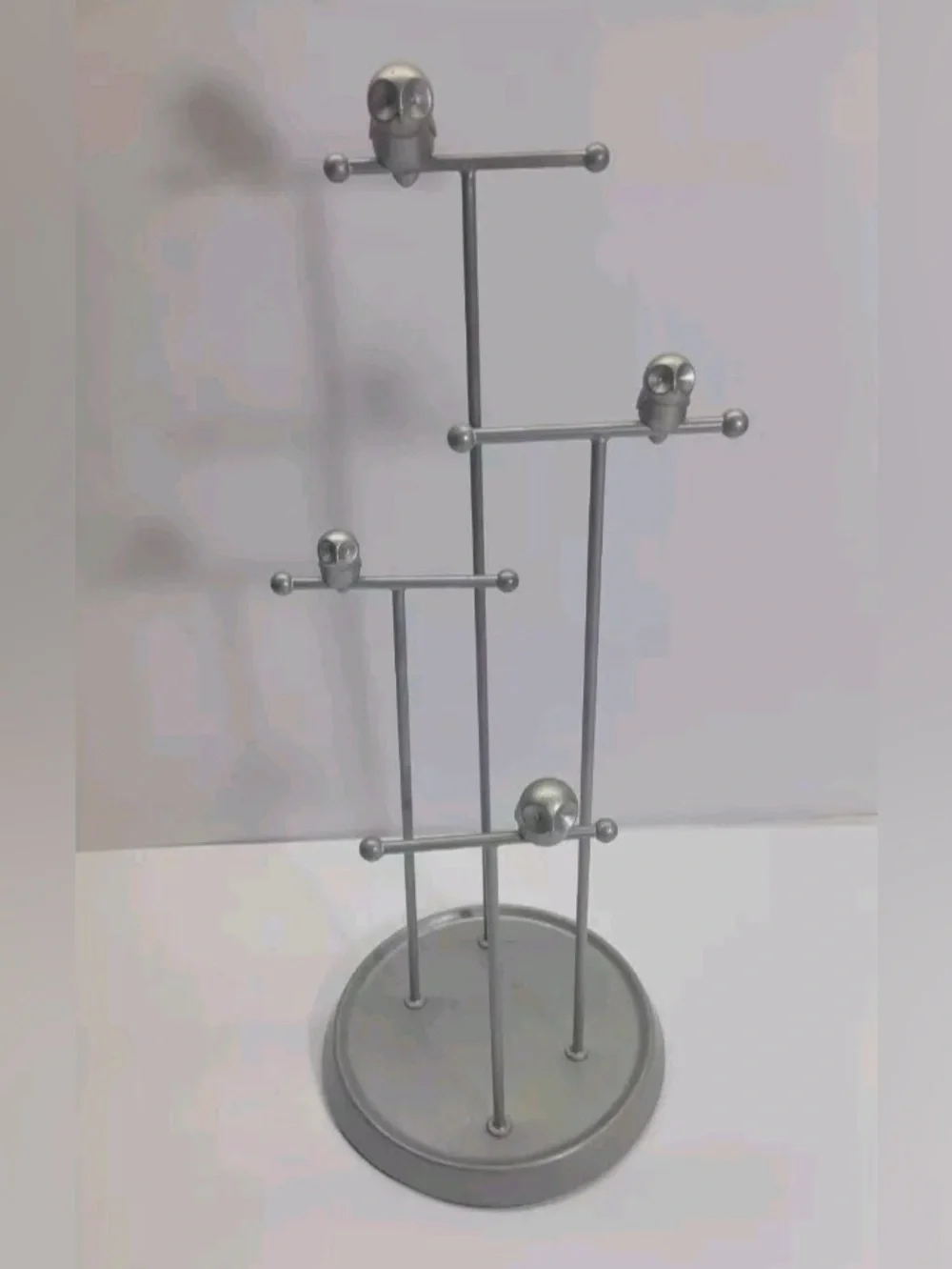 Umbra Owl Jewelry Organizer Stand Silver Metal Necklace Bracelet Ring Holder